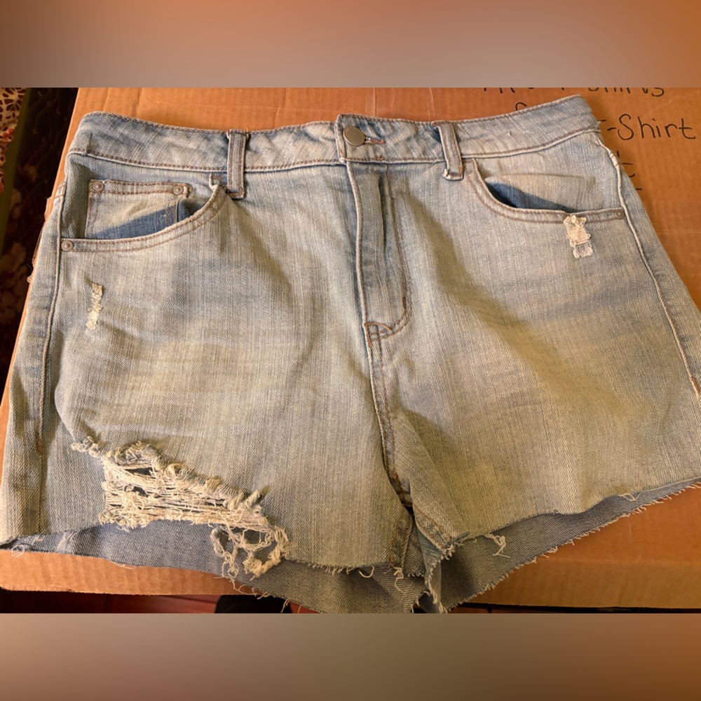 Women's Light Blue Distressed Jean Shorts